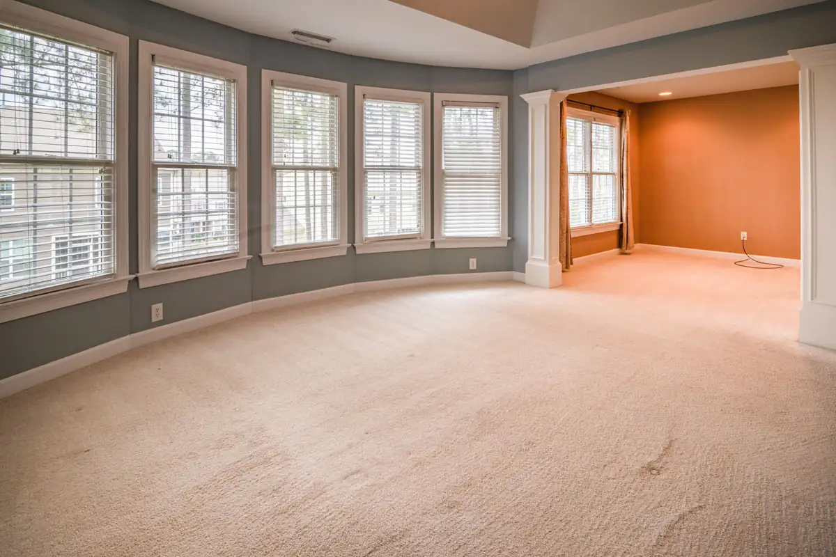 Empty room carpet | Carpet cleaning in Newcastle Empty room with a clean carpet and large windows, end of tenancy carpet cleaning in Newcastle